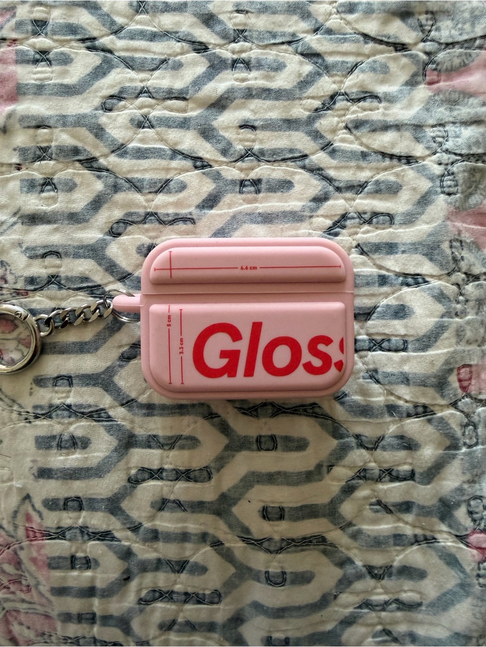 Pink Gloss Silicone AirPods Case Keychain